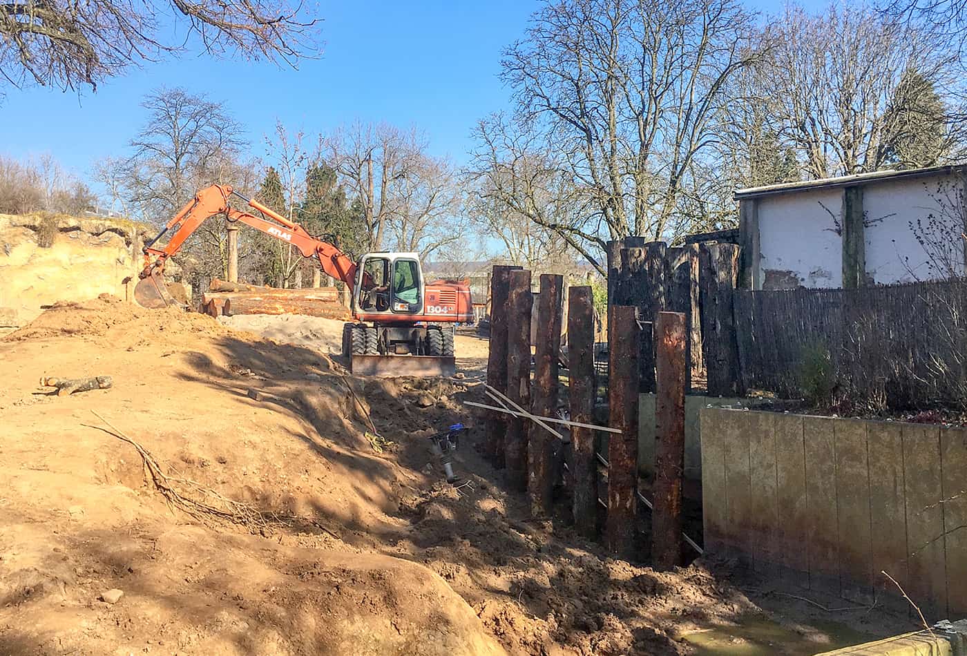 Baumstämme für die Elefantenanlage (Foto: Zoo Heidelberg)